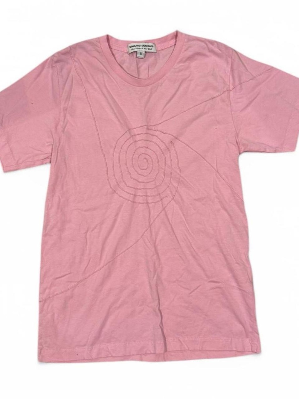 Unknown Brand Pink Short Sleeve Tee with Spiral Stitch Detail